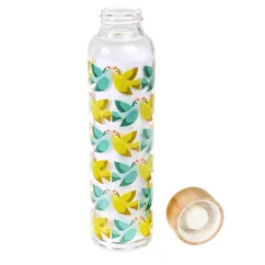 glass water bottle 420ml - love birds