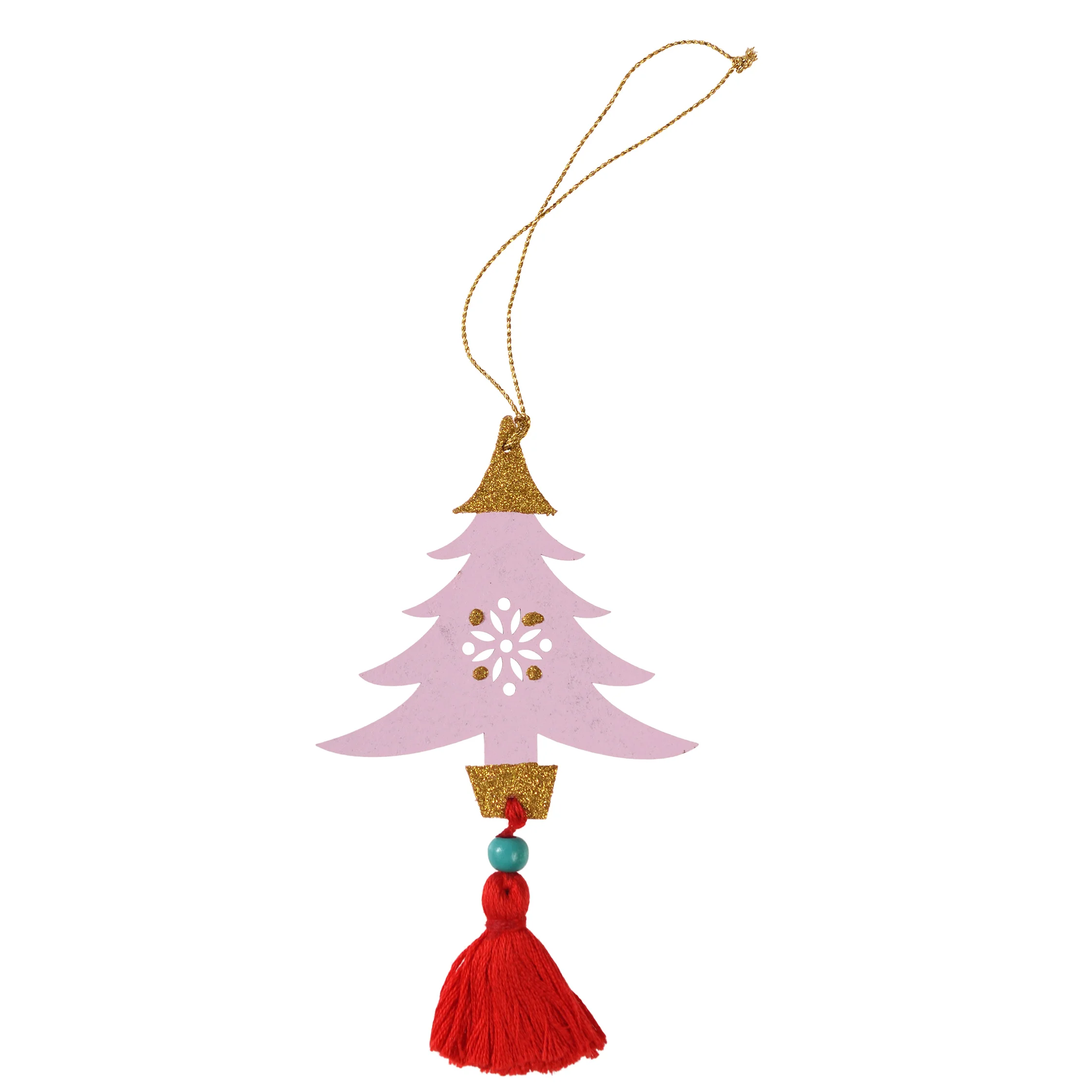 pink wooden tree christmas decoration