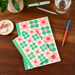 a6 notebook - pink and green daisy