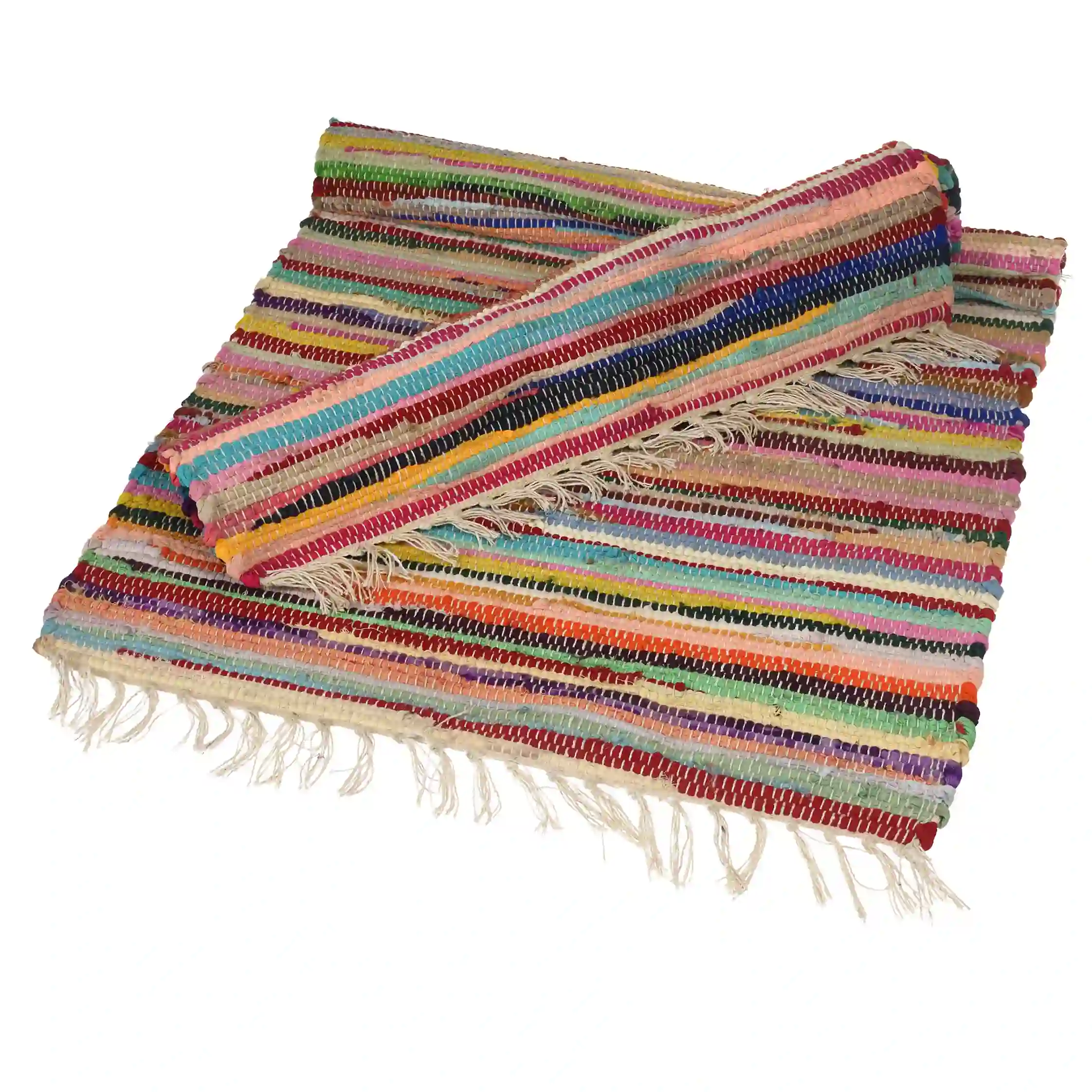 tapis multicolore en coton teinté à la main (90x60 cm)