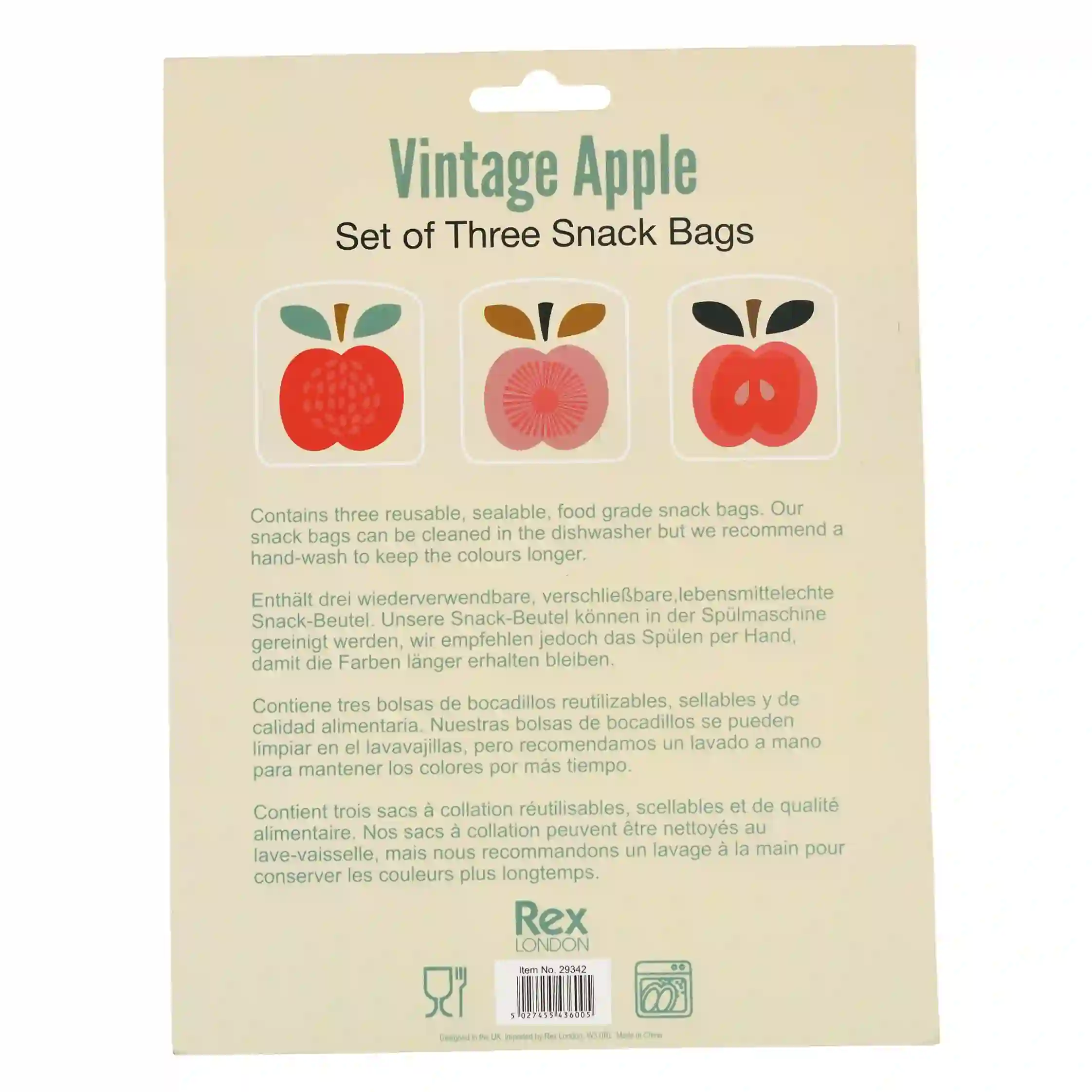 reusable snack bags (set of 3) - vintage apple