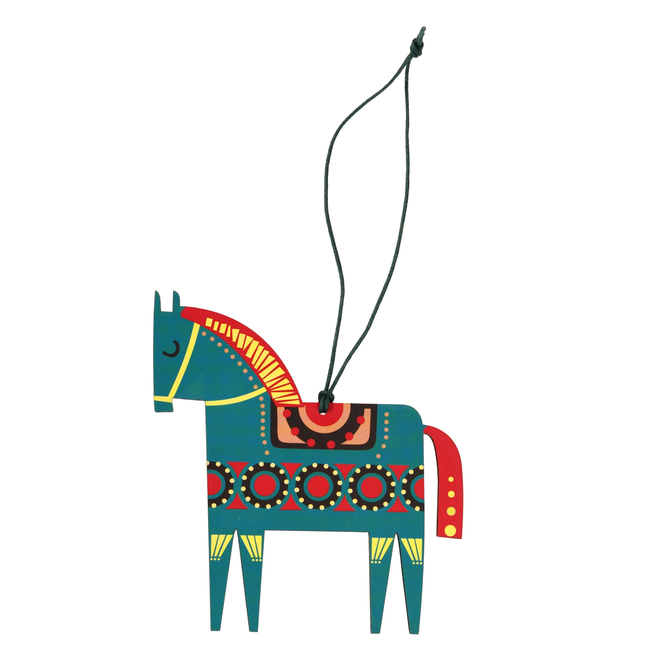 green wooden horse christmas decoration