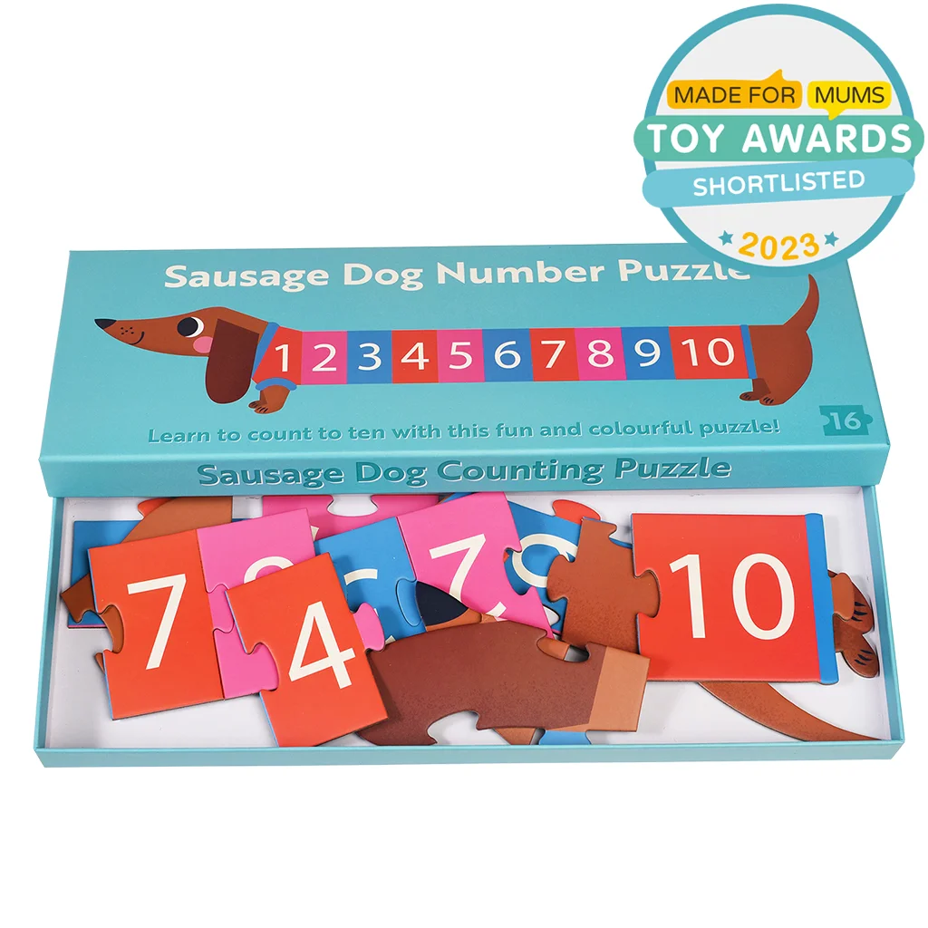 puzzle de sol a numéros (16 pièces) - sausage dog