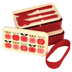 bento box with cutlery - vintage apple