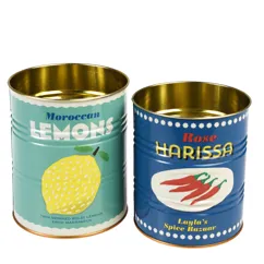 medium storage tins (set of 2) - lemons and harissa