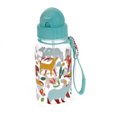 botella de agua para niños con pajita 500ml - woodland