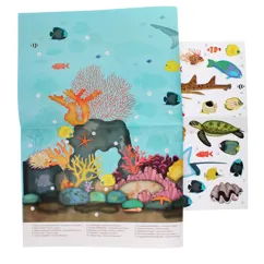 poster with reusable stickers (50x70cm) - coral reef