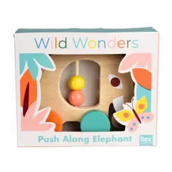 wooden push along elephant - wild wonders