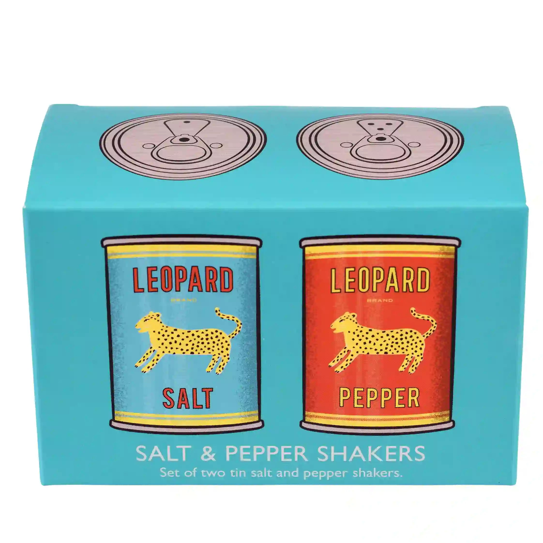 tin salt and pepper shakers - leopard