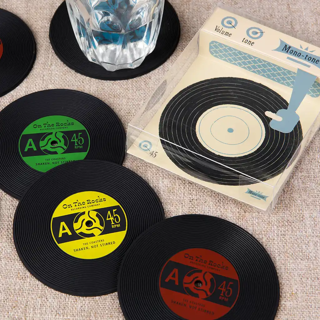 vinyl record silicone coasters (set of 6)