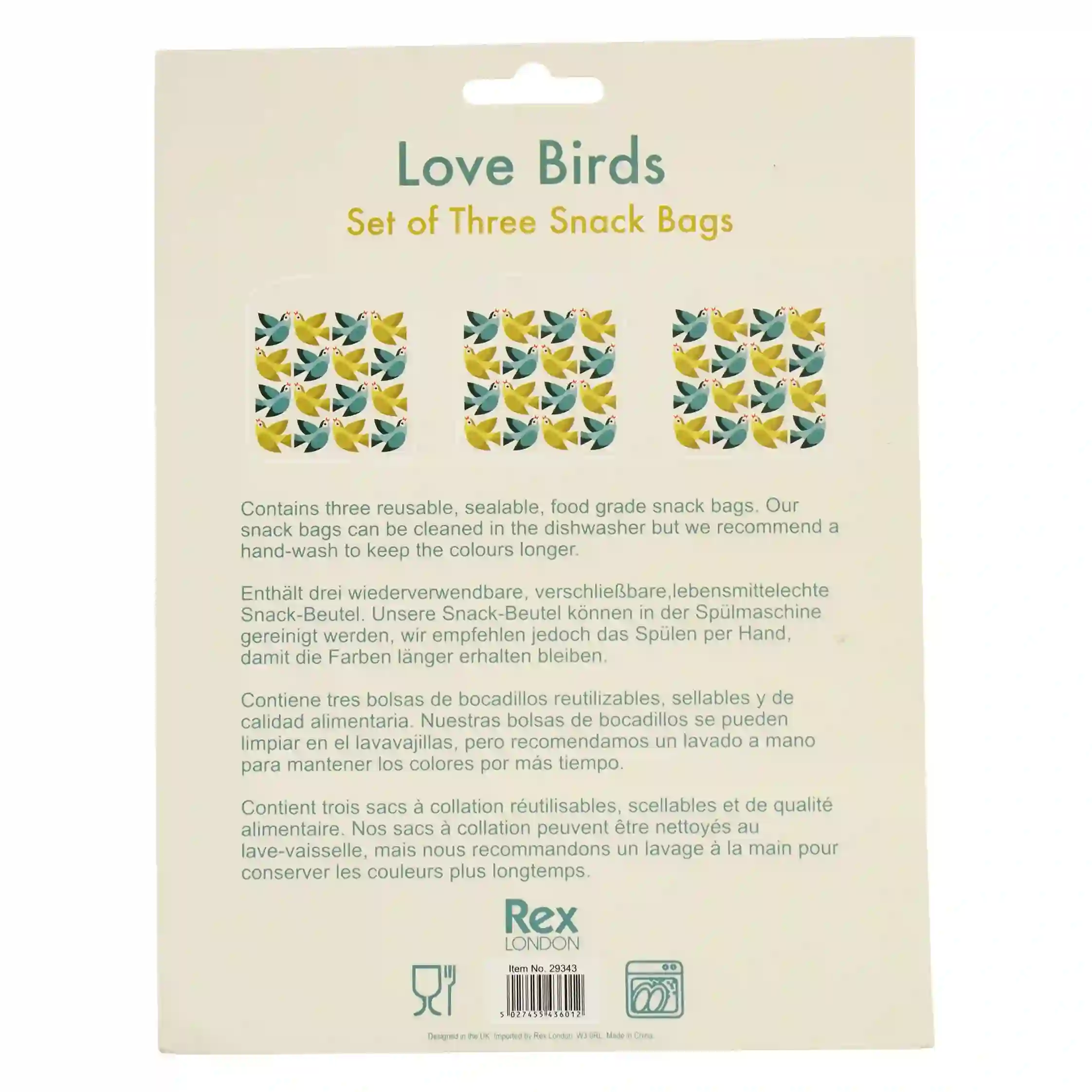 sacs à collation love birds (ensemble de 3)