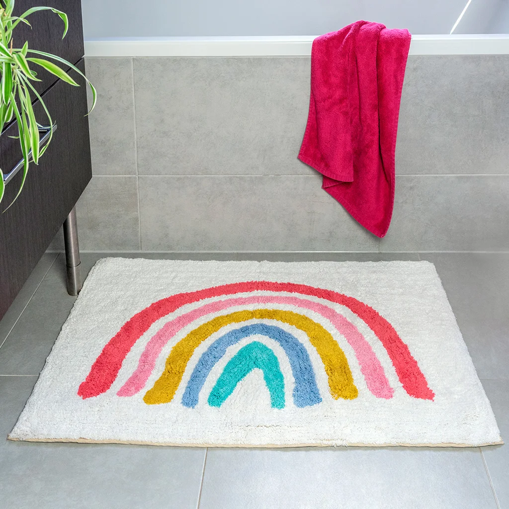 alfombrilla de nudo de baño en algodón arcoíris