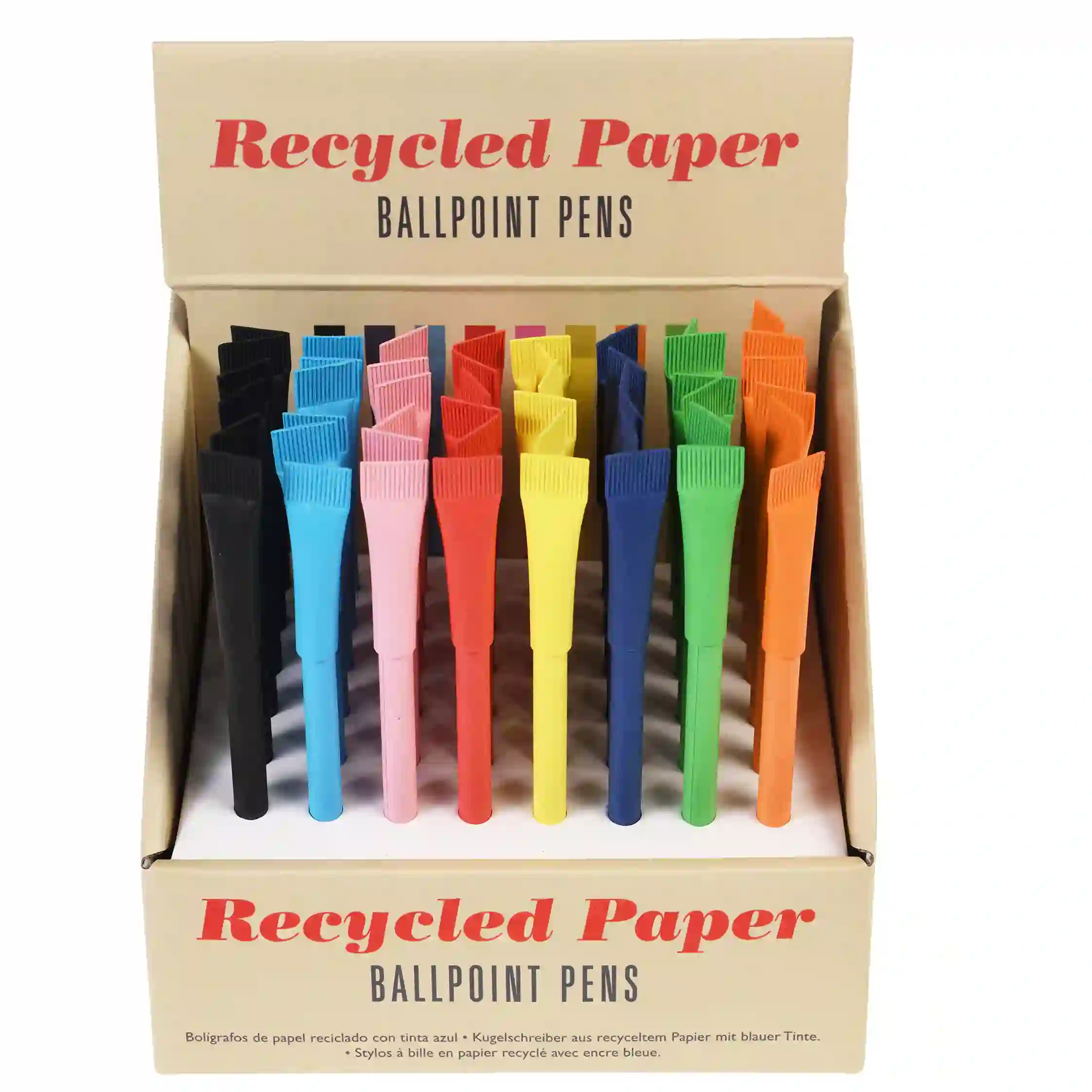 kugelschreiber aus recycelter pappe in sortierten farben