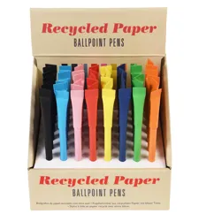 kugelschreiber aus recycelter pappe in sortierten farben