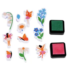 set of mini stamps - fairies in the garden