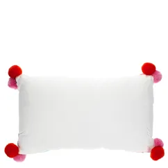 embroidered cushion with pom poms - rainbow embroidered cushion with pom poms - rainbow