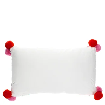 embroidered cushion with pom poms - rainbow embroidered cushion with pom poms - rainbow