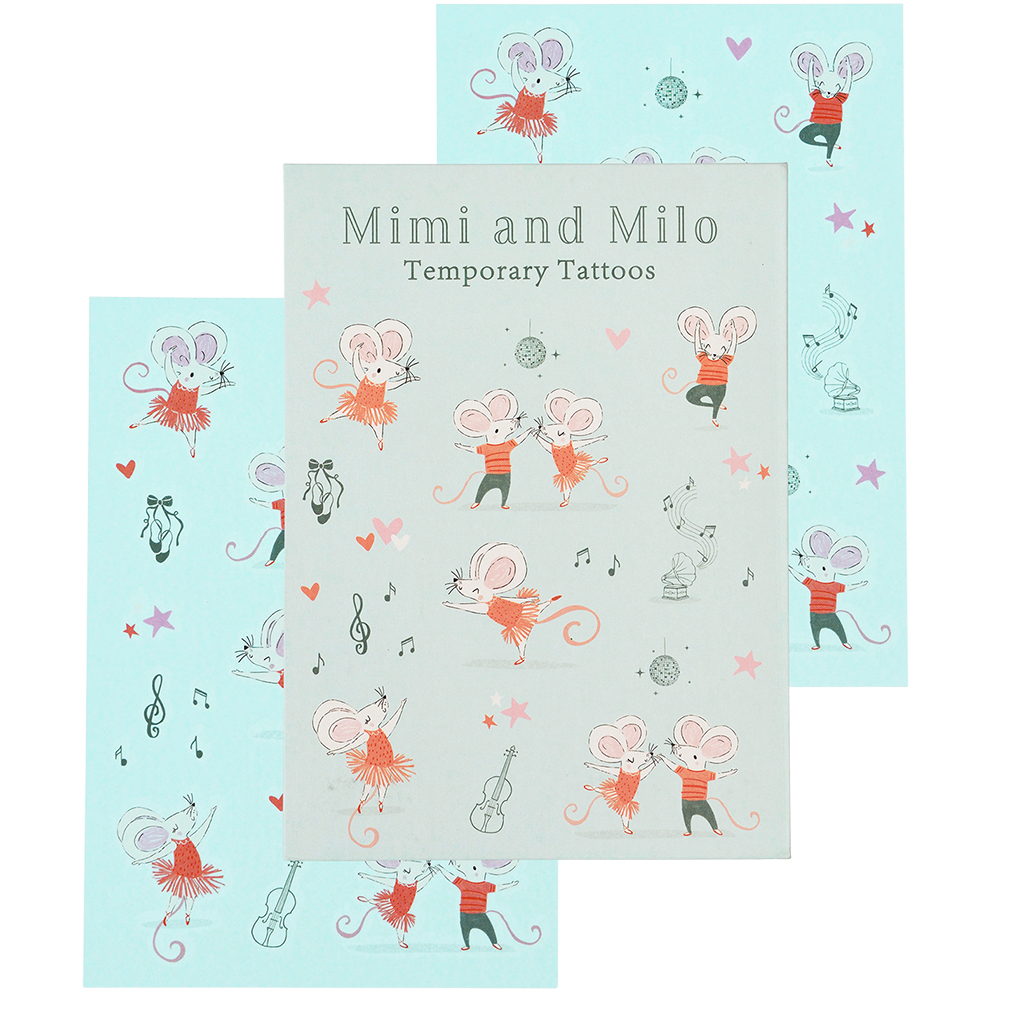 tatouages temporaires mimi et milo (2 feuilles)