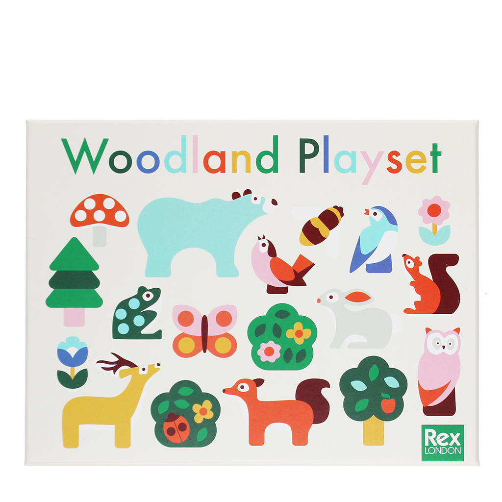 wooden animal playset - woodland