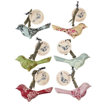 rustic metal bird hanging decoration (assorted colours)