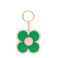faux leather keyring - green daisy