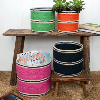 round jute storage baskets (set of 4) - multi-colour