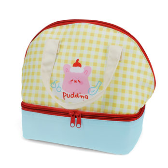 dual compartment insulated lunch bag - kawaii pudding