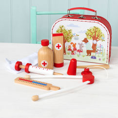woodland friends wooden doctor's play set