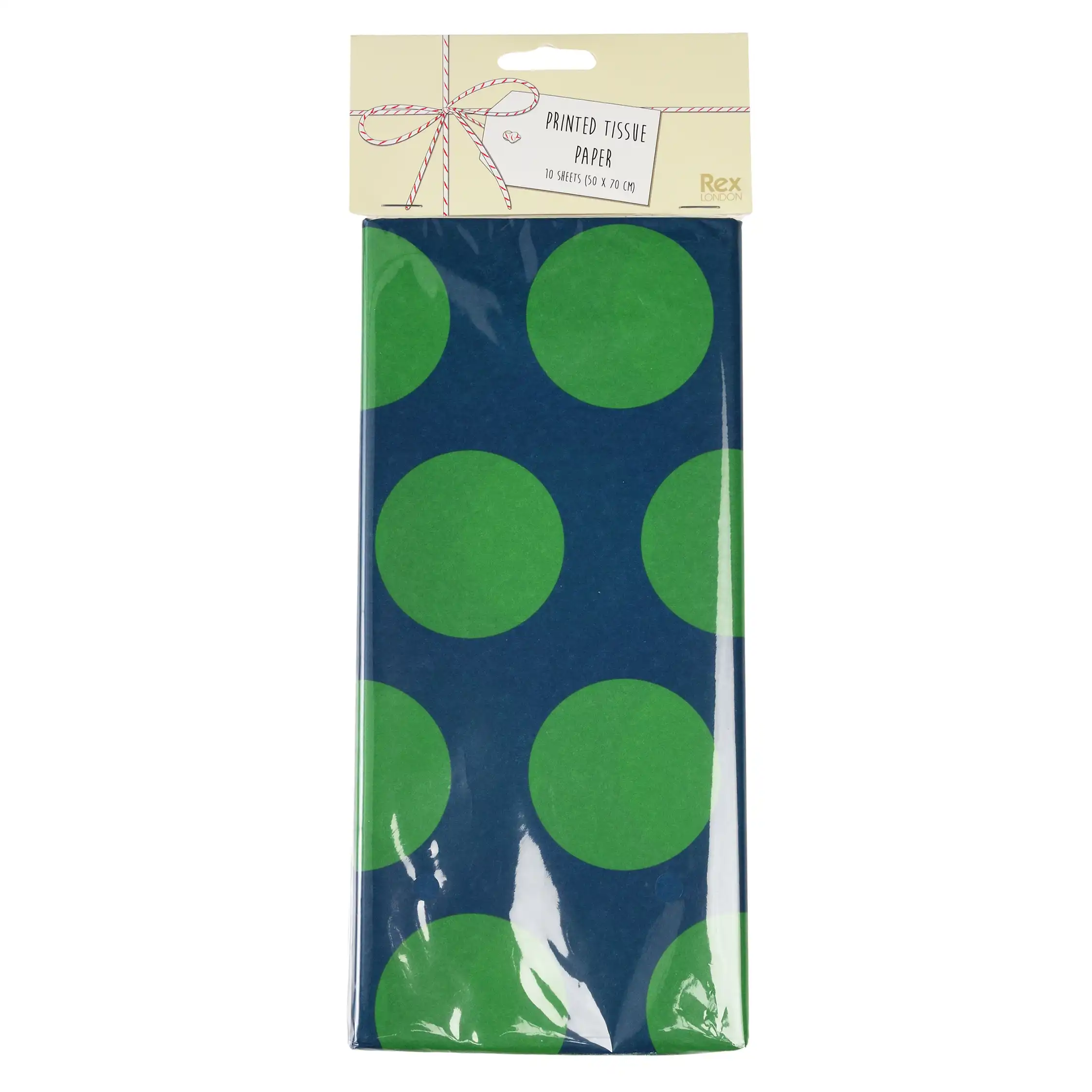 tissue paper (10 sheets) - green on blue spotlight