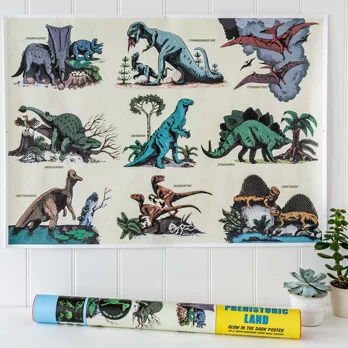 glow in the dark poster - prehistoric land glow in the dark poster - prehistoric land