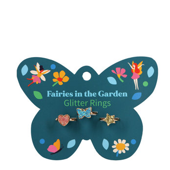 lot de trois bagues pailletées - fairies in the garden