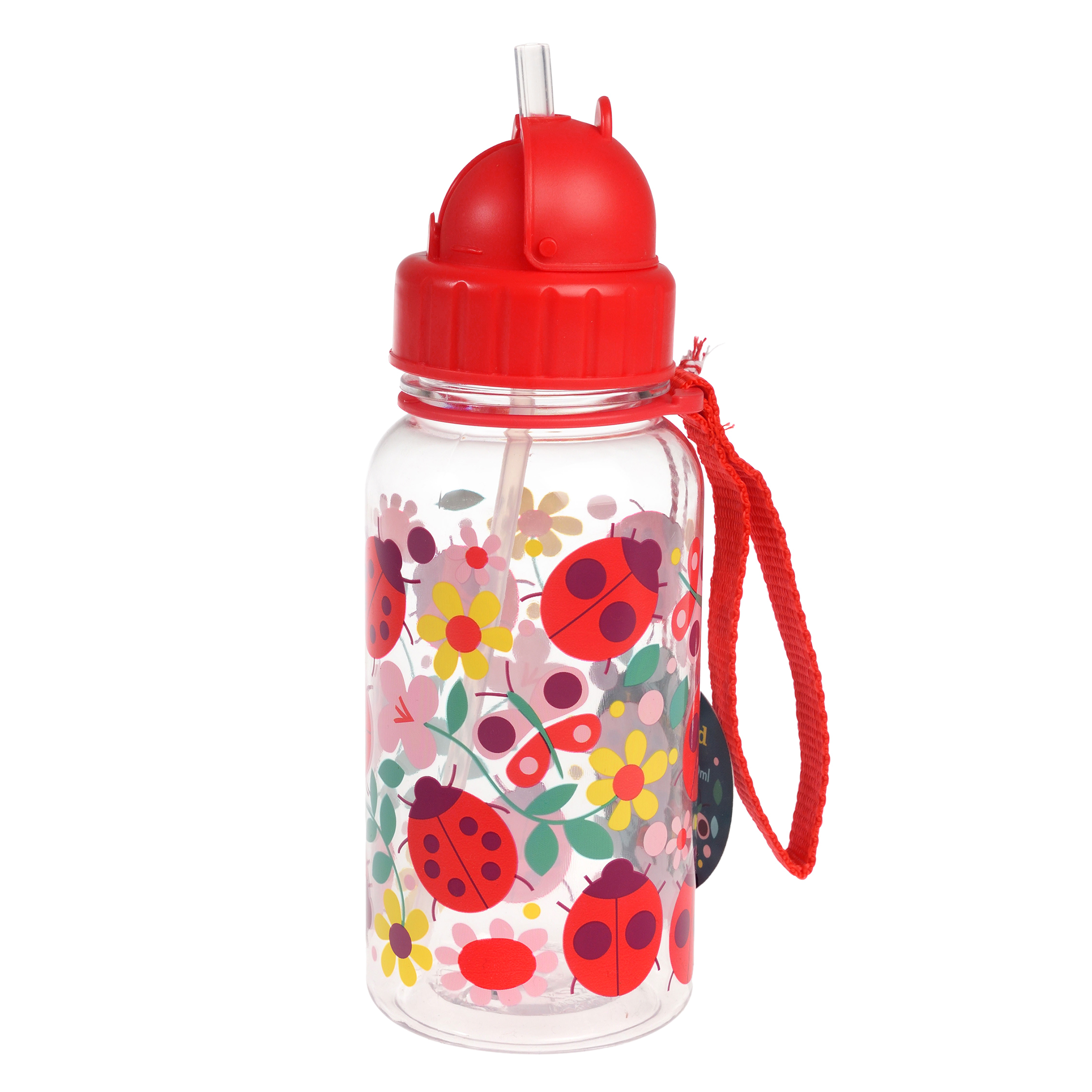 children's water bottle with straw 500ml - ladybird