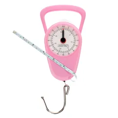 travel scales with tape measure - pink