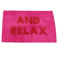 flauschige badematte aus baumwolle - 'and relax' rosa