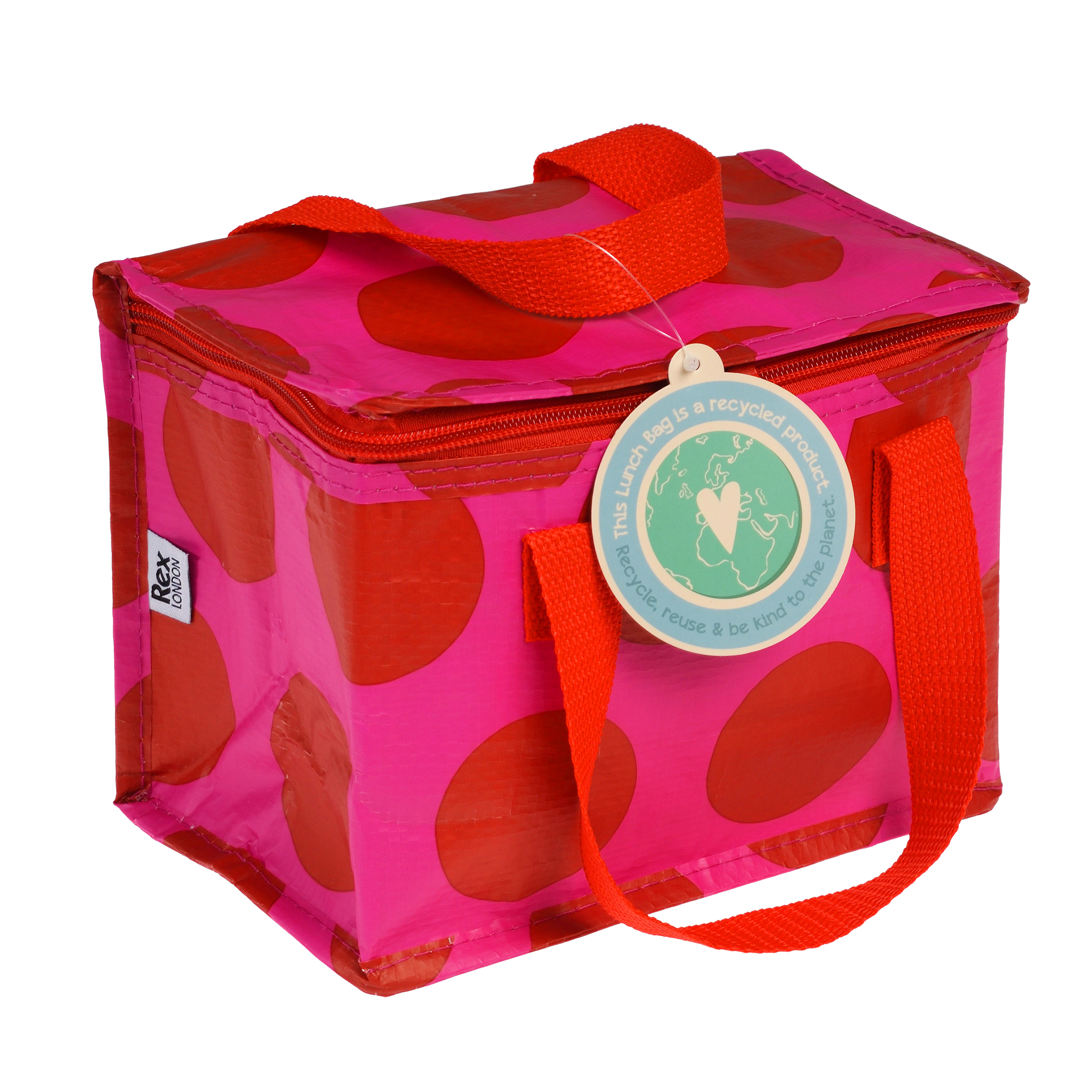 isolierte snacktasche spotlight rot auf pink