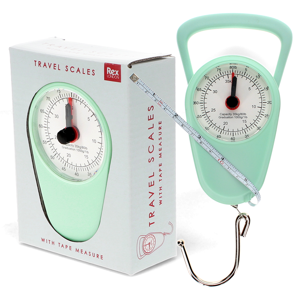 travel scales with tape measure - pistachio green