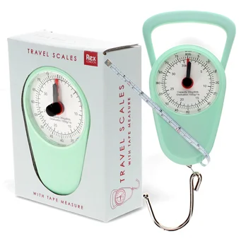 travel scales with tape measure - pistachio green travel scales with tape measure - pistachio green
