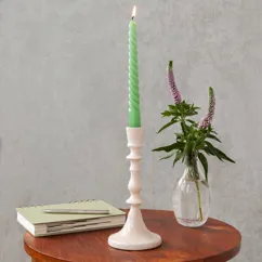 enamel candlestick (19cm) - soft pink enamel candlestick (19cm) - soft pink