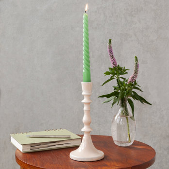 enamel candlestick (19cm) - soft pink