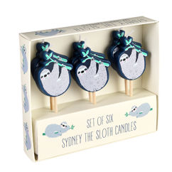 party cake candles (set of 6) - sydney the sloth