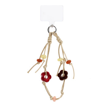 handy-anhänger mit perlen – beige und braun
