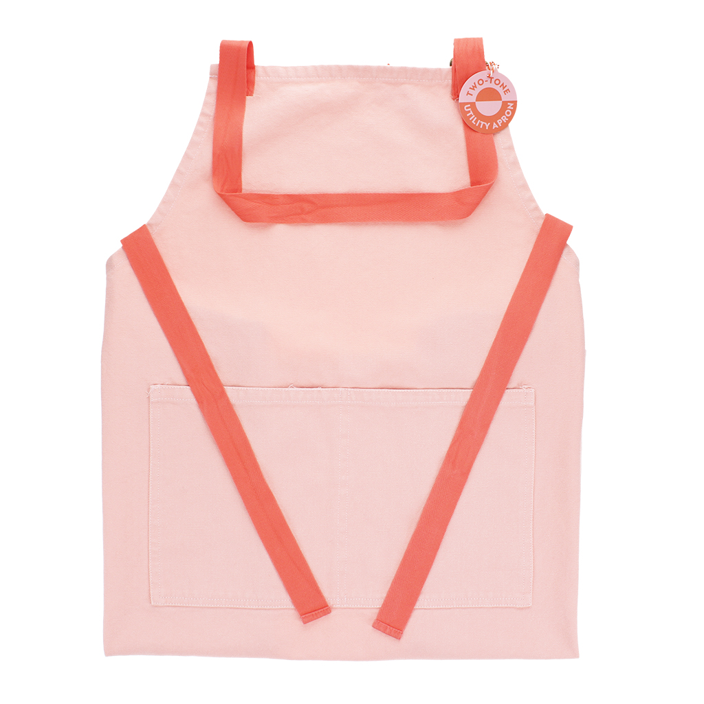 two-tone utility apron - pink