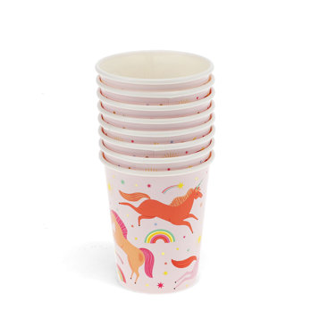 gobelets en carton (lot de 8) - licorne