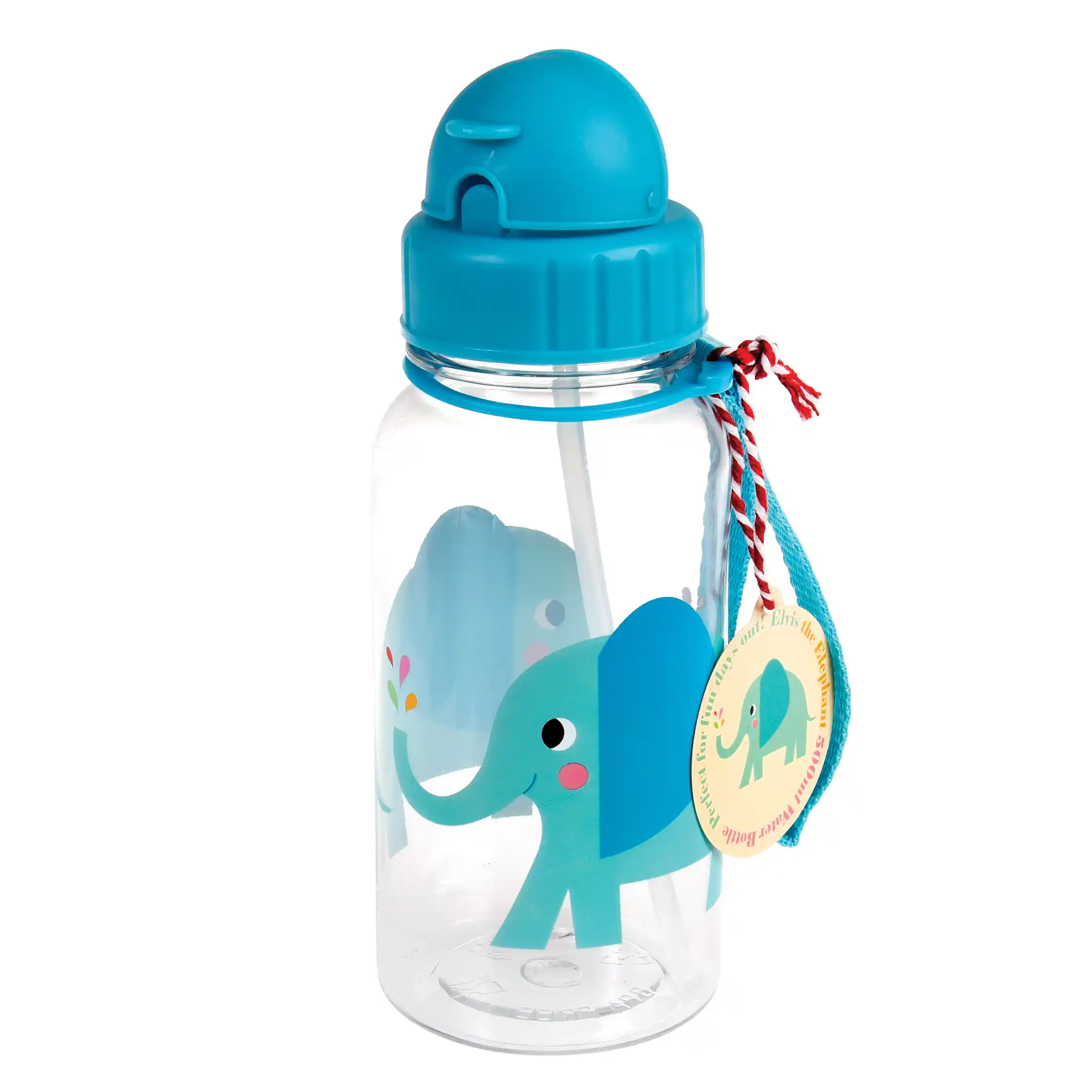children's water bottle with straw 500ml - elvis the elephant