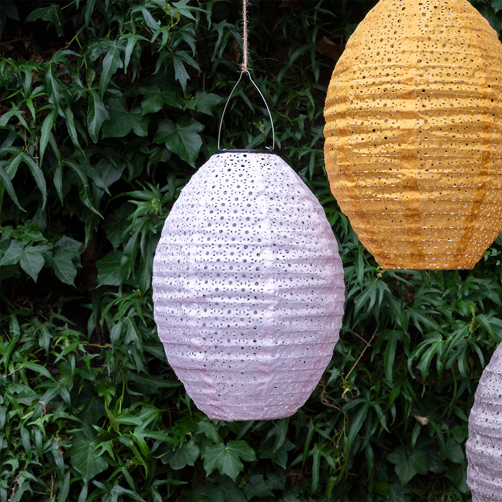 outdoor solar pendant lantern - soft pink