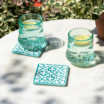 dessous de verre en céramique (lot de 2) - turquoise