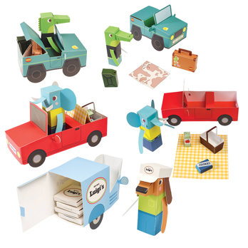 jeu de cartes 3d - animaux et voitures