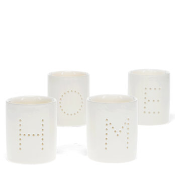 glossy ceramic tealight holders (set of 4) - home