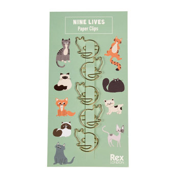 cat paper clips (set of 5) - nine lives