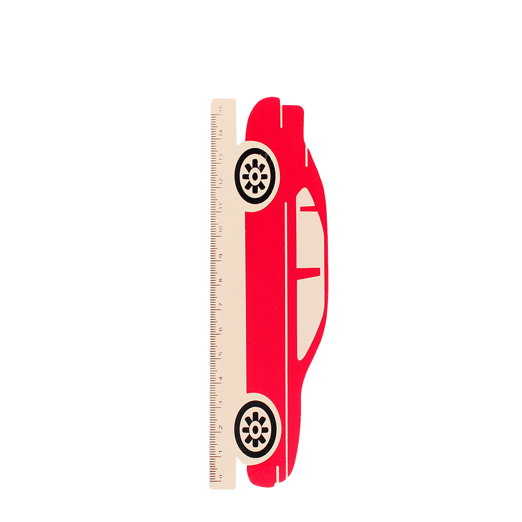 wooden ruler - red car